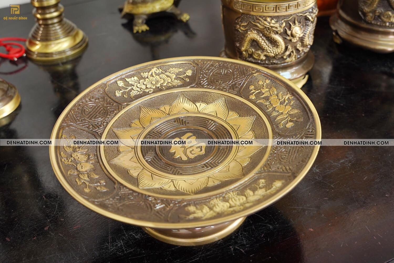 Bộ đồ thờ bằng đồng đầy đủ gồm đỉnh ngũ sự Song Long 65cm mẫu 3 CN kèm đầy đủ phụ kiện - Ảnh 17