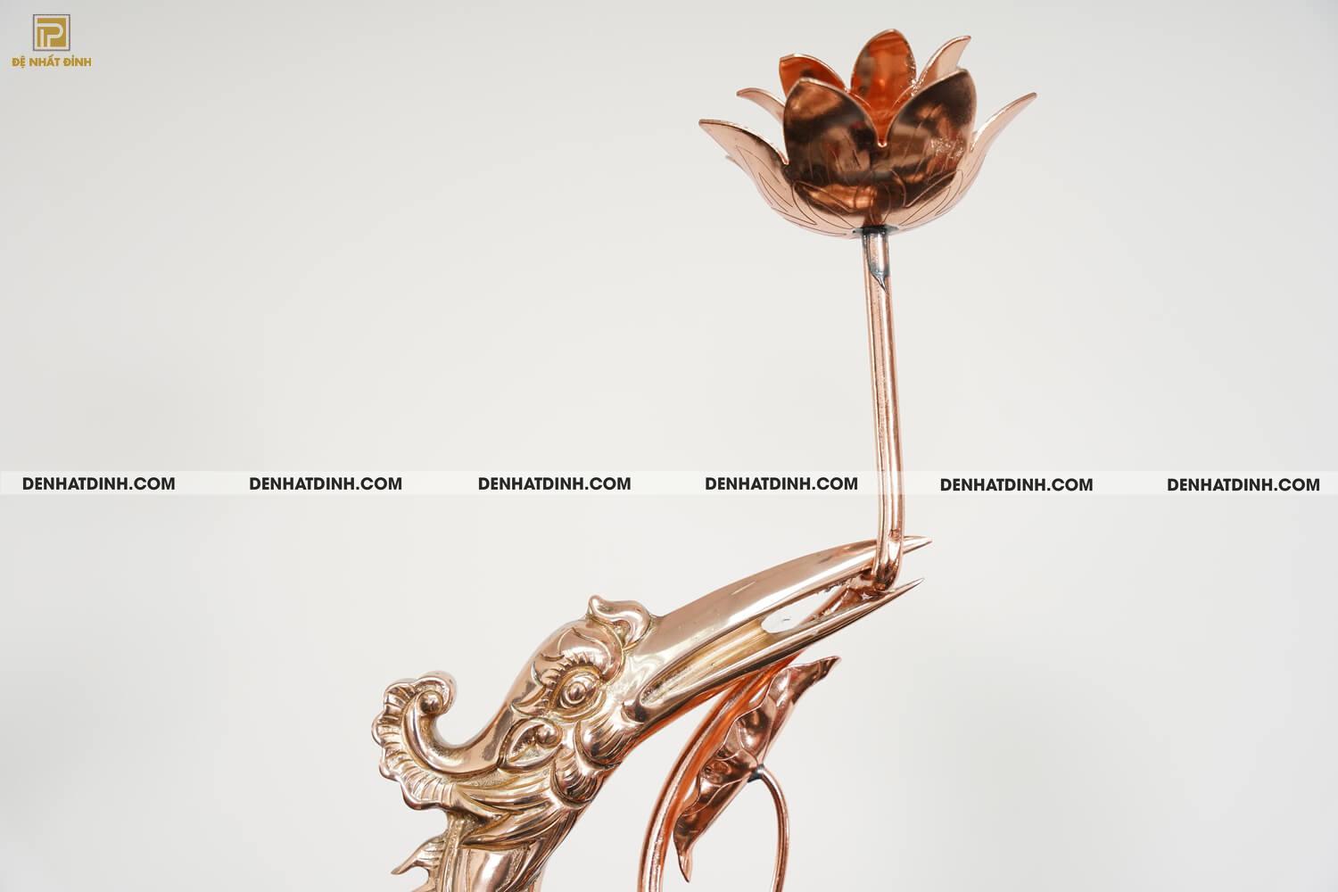 Bộ đỉnh thờ bằng đồng đỏ tam sự Nến hoa sòi cao 70cm - Ảnh 14