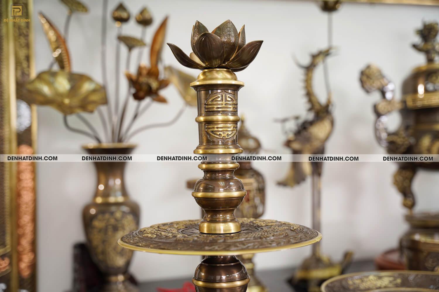 Bộ đồ thờ bằng đồng đầy đủ gồm đỉnh ngũ sự Song Long 65cm mẫu 3 CN kèm đầy đủ phụ kiện - Ảnh 5