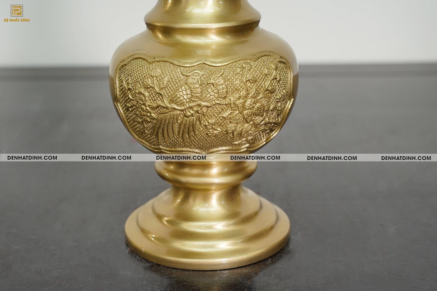 Lọ hoa bằng đồng cattut cao 25 cm màu vàng mộc - Ảnh 8