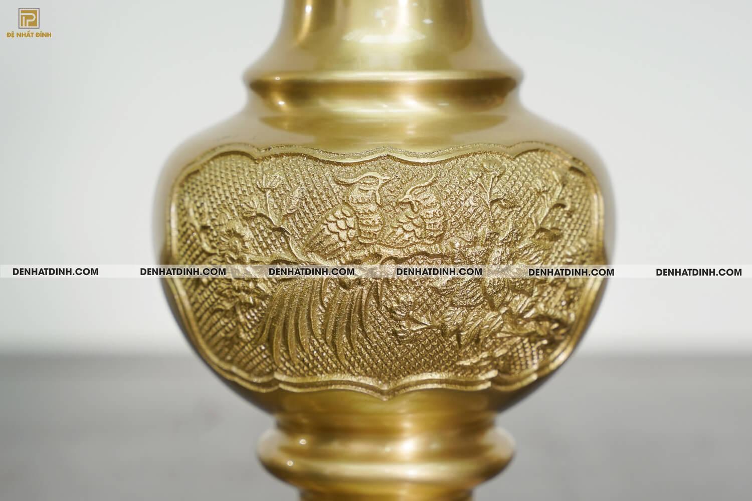 Lọ hoa bằng đồng cattut cao 25 cm màu vàng mộc - Ảnh 6