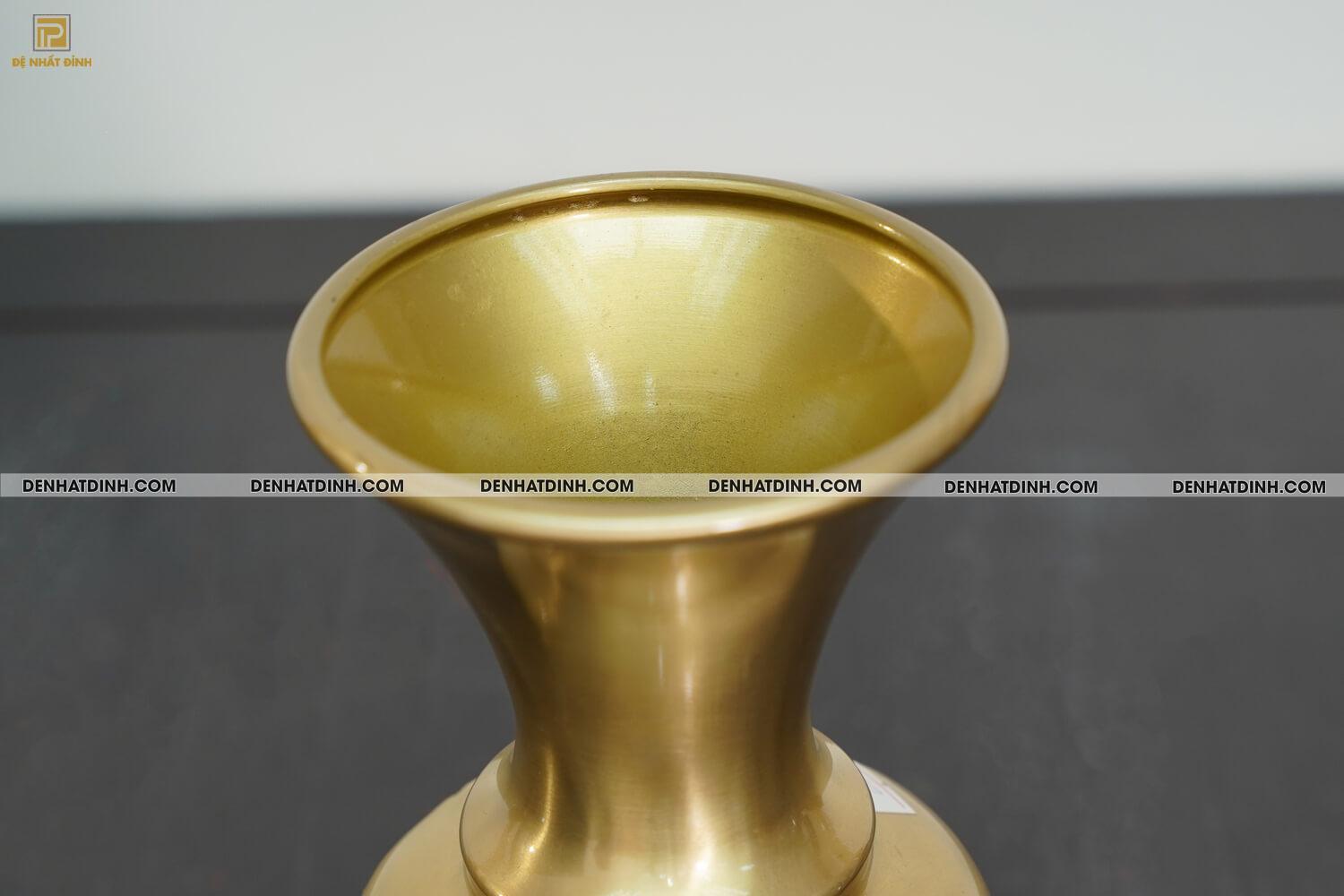 Lọ hoa bằng đồng cattut cao 25 cm màu vàng mộc - Ảnh 4