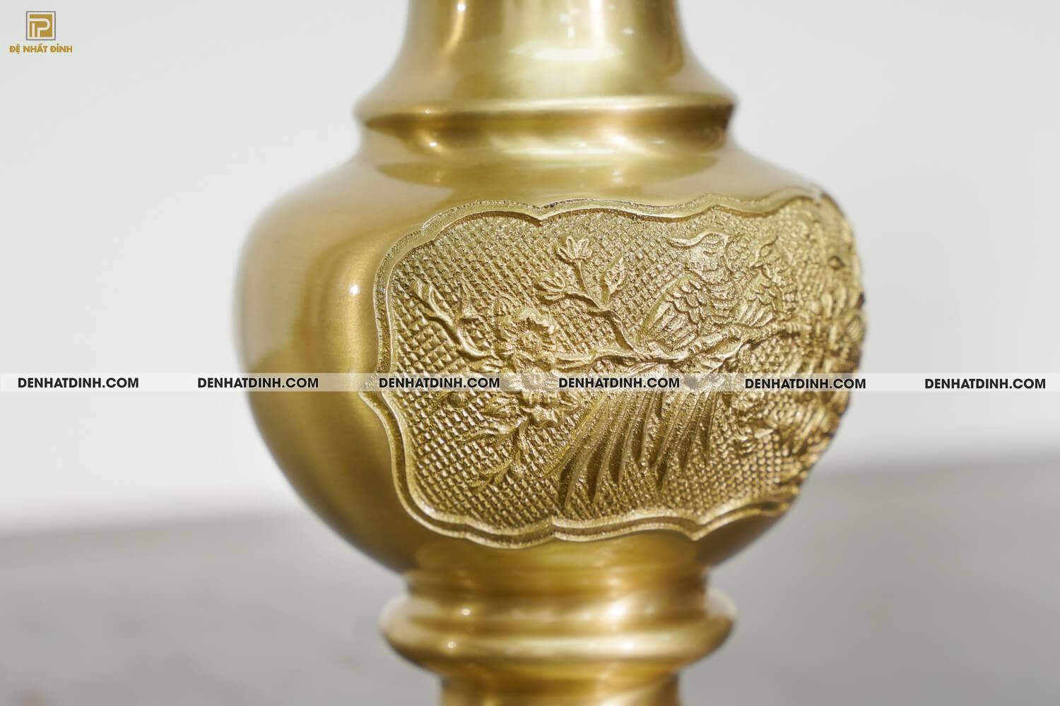 Lọ hoa bằng đồng cattut cao 25 cm màu vàng mộc - Ảnh 3