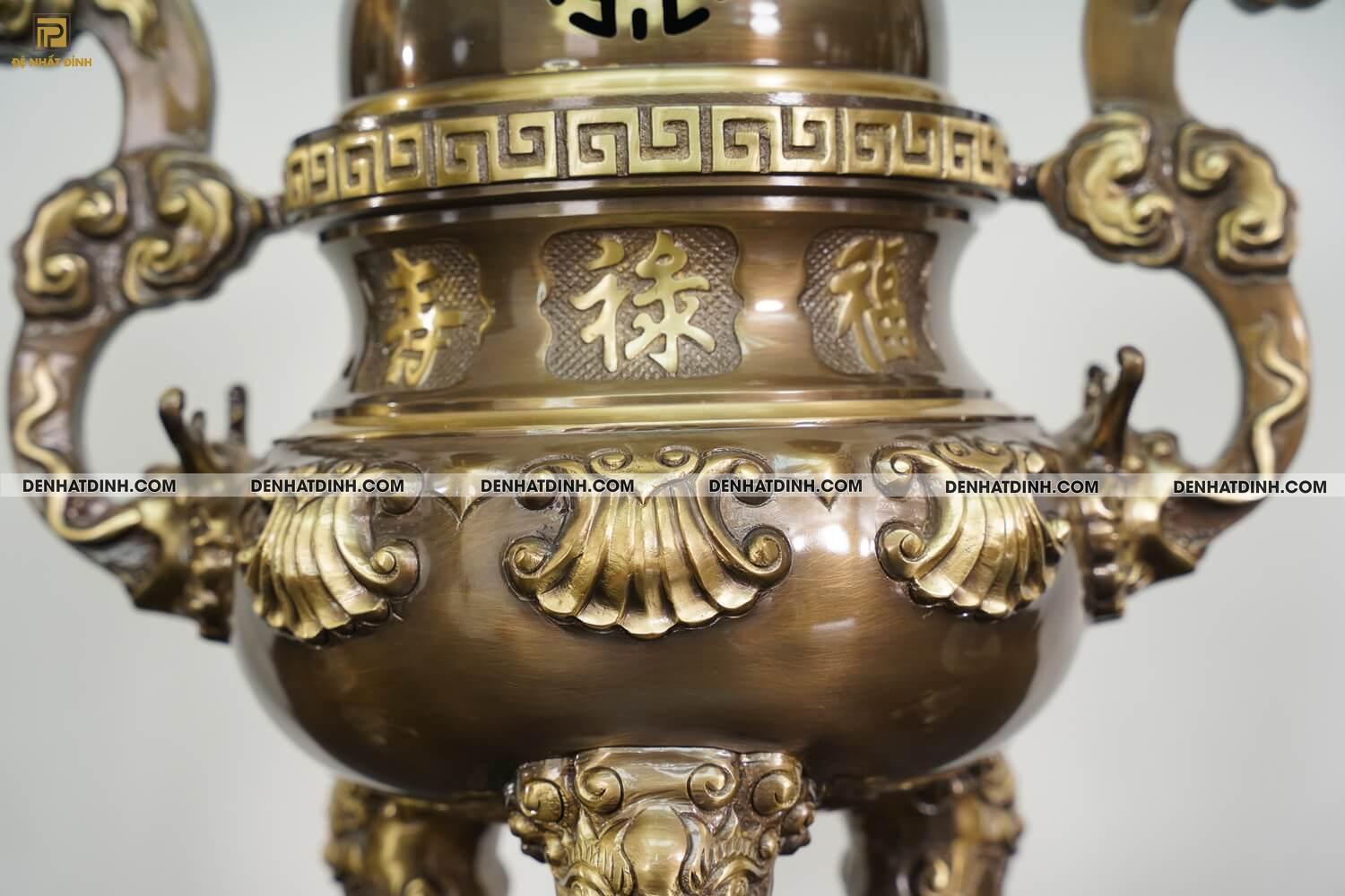 Bộ Đỉnh Đồng Ngũ Sự Họa Tiết Hoa Sòi Màu Công Nghệ - Ảnh 11