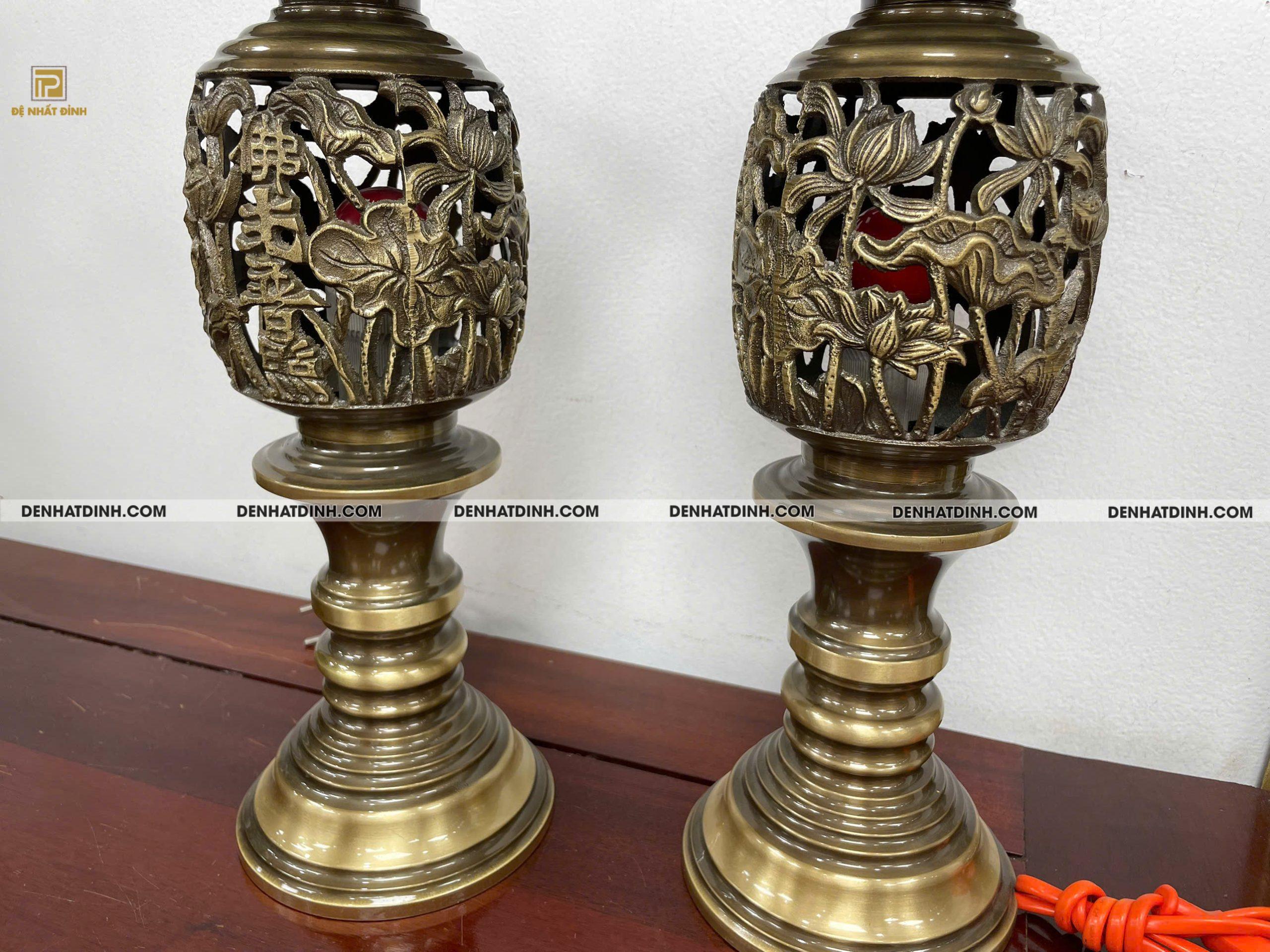 Đèn điện màu hun giả cổ cao 42cm, 44cm, 52cm, 57cm - Ảnh 2