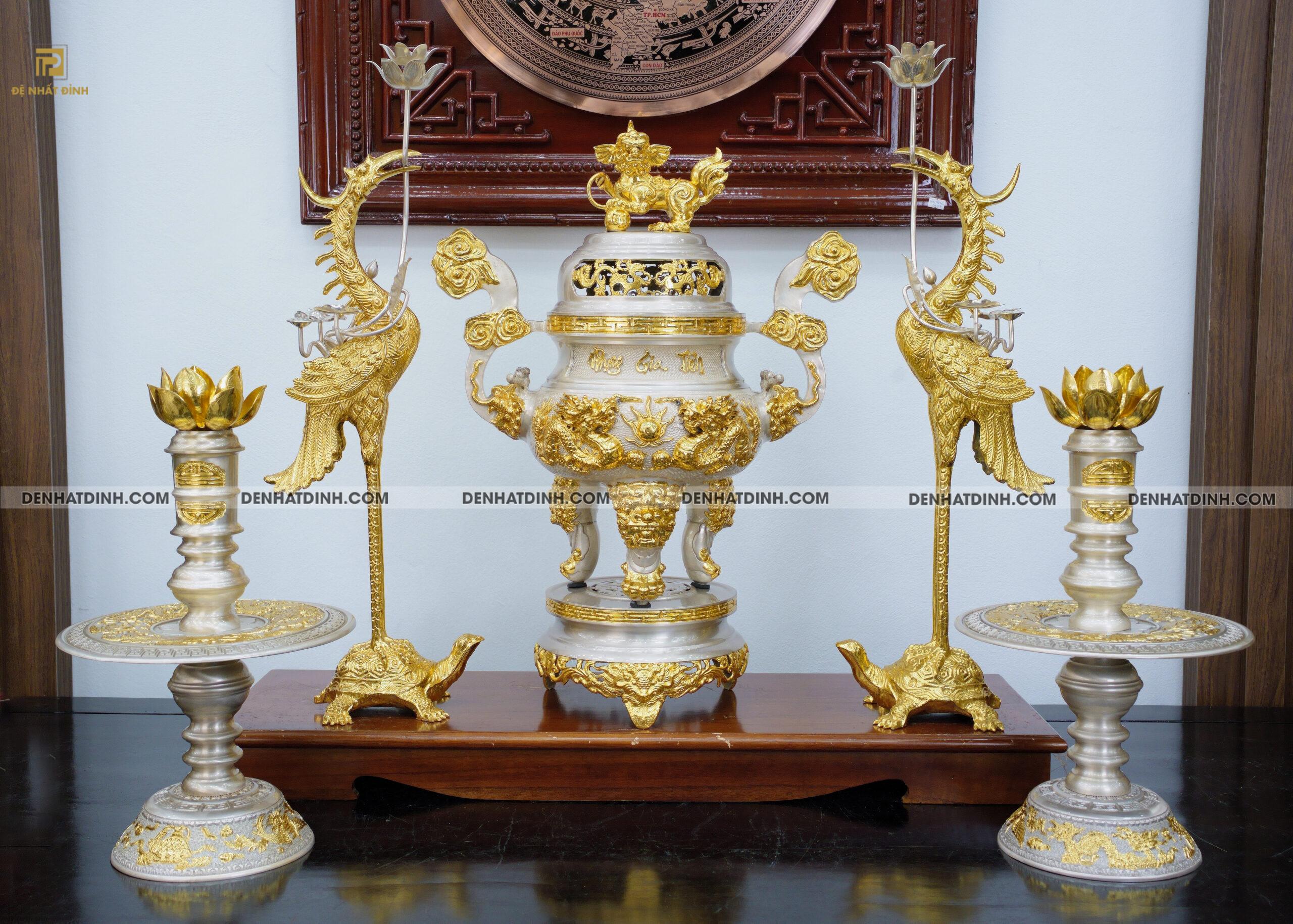 Bộ tam sự hạc Kim Bảo mạ bạc vàng - Ảnh 6