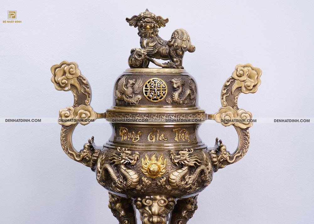 Bộ ngũ sự Phụng Gia Tiên Tứ Linh màu hun cổ kèm phụ kiện - Ảnh 12