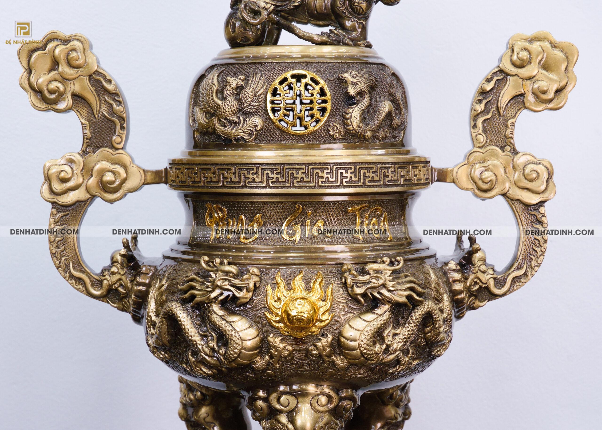 Bộ ngũ sự Phụng Gia Tiên Tứ Linh màu hun cổ kèm phụ kiện - Ảnh 3