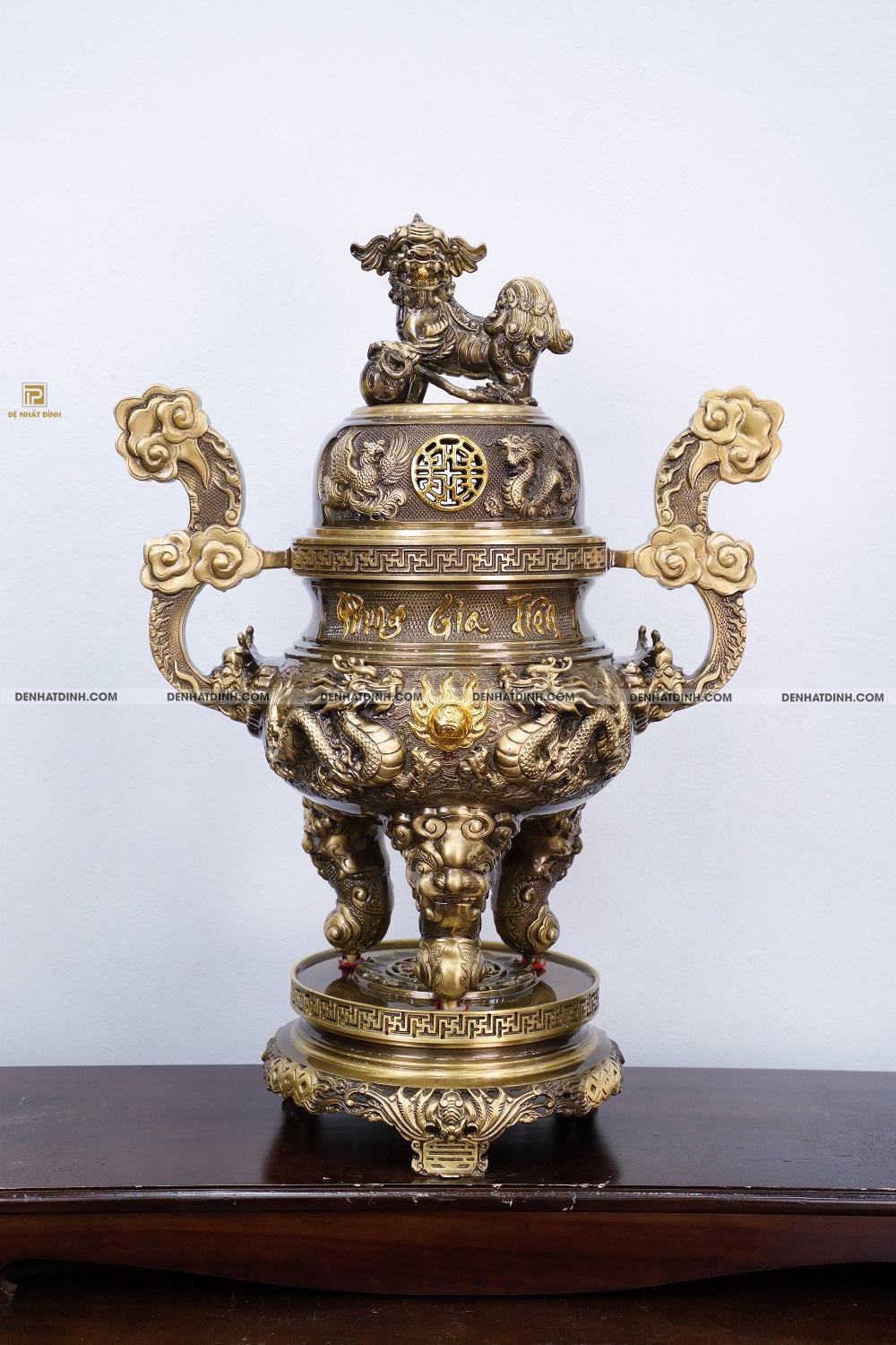 Bộ ngũ sự Phụng Gia Tiên Tứ Linh màu hun cổ kèm phụ kiện - Ảnh 13