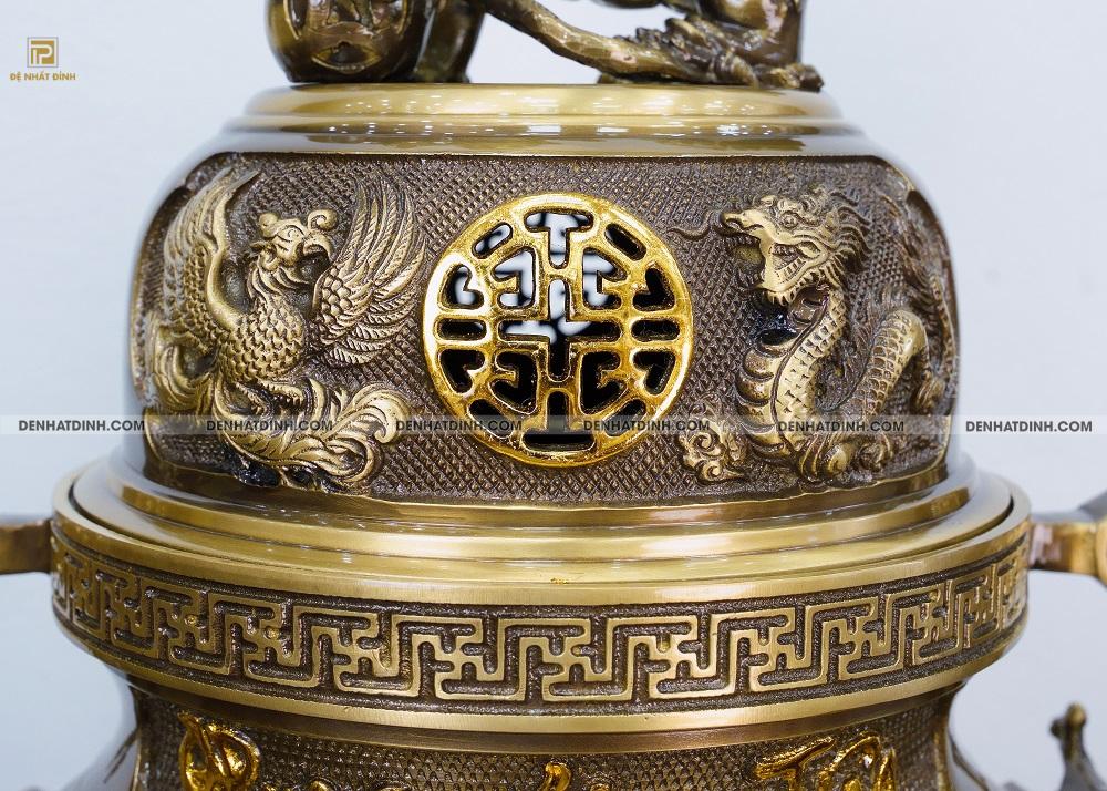 Bộ ngũ sự Phụng Gia Tiên Tứ Linh màu hun cổ kèm phụ kiện - Ảnh 9