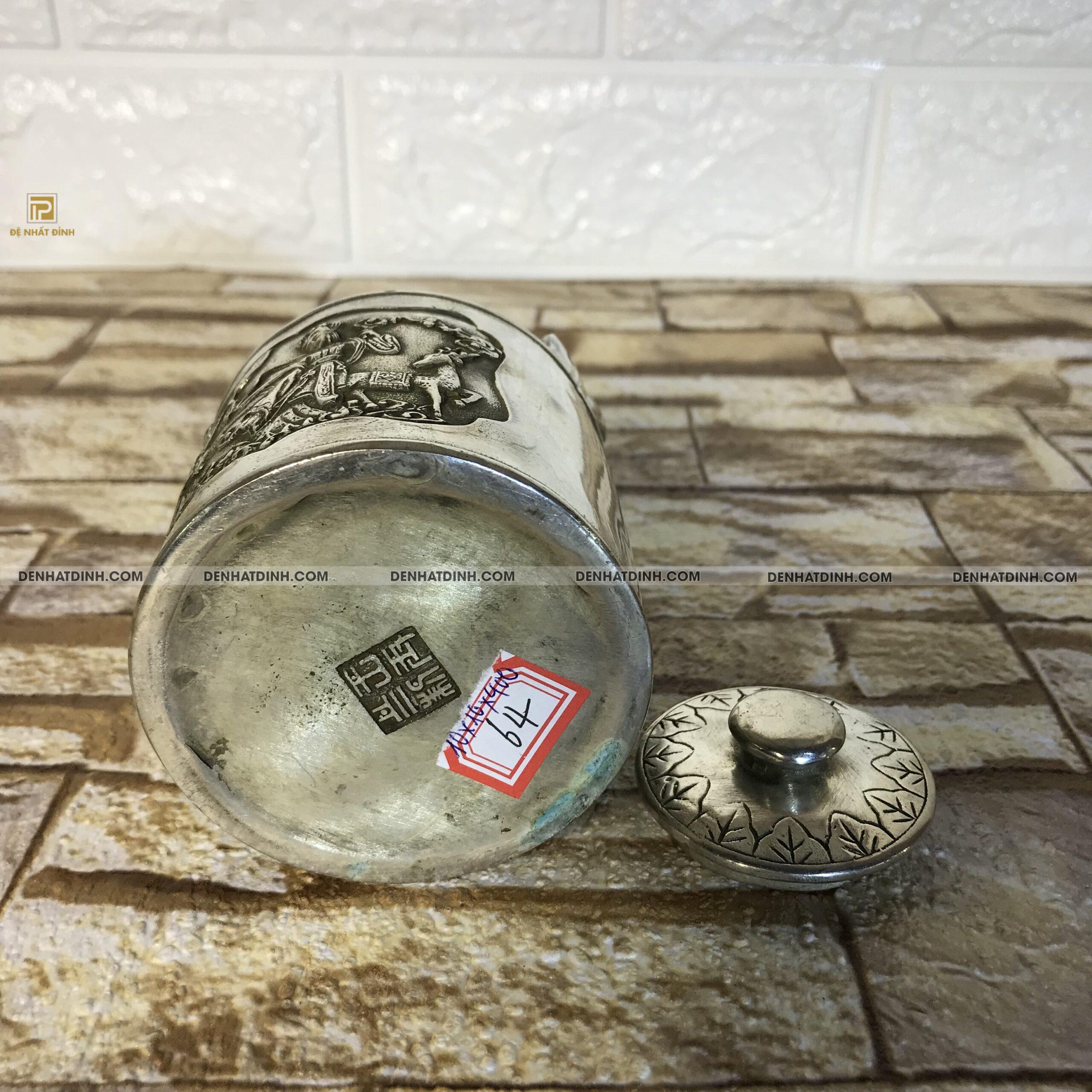 Ấm trà cổ bằng đồng khắc tích cổ - Ảnh 6