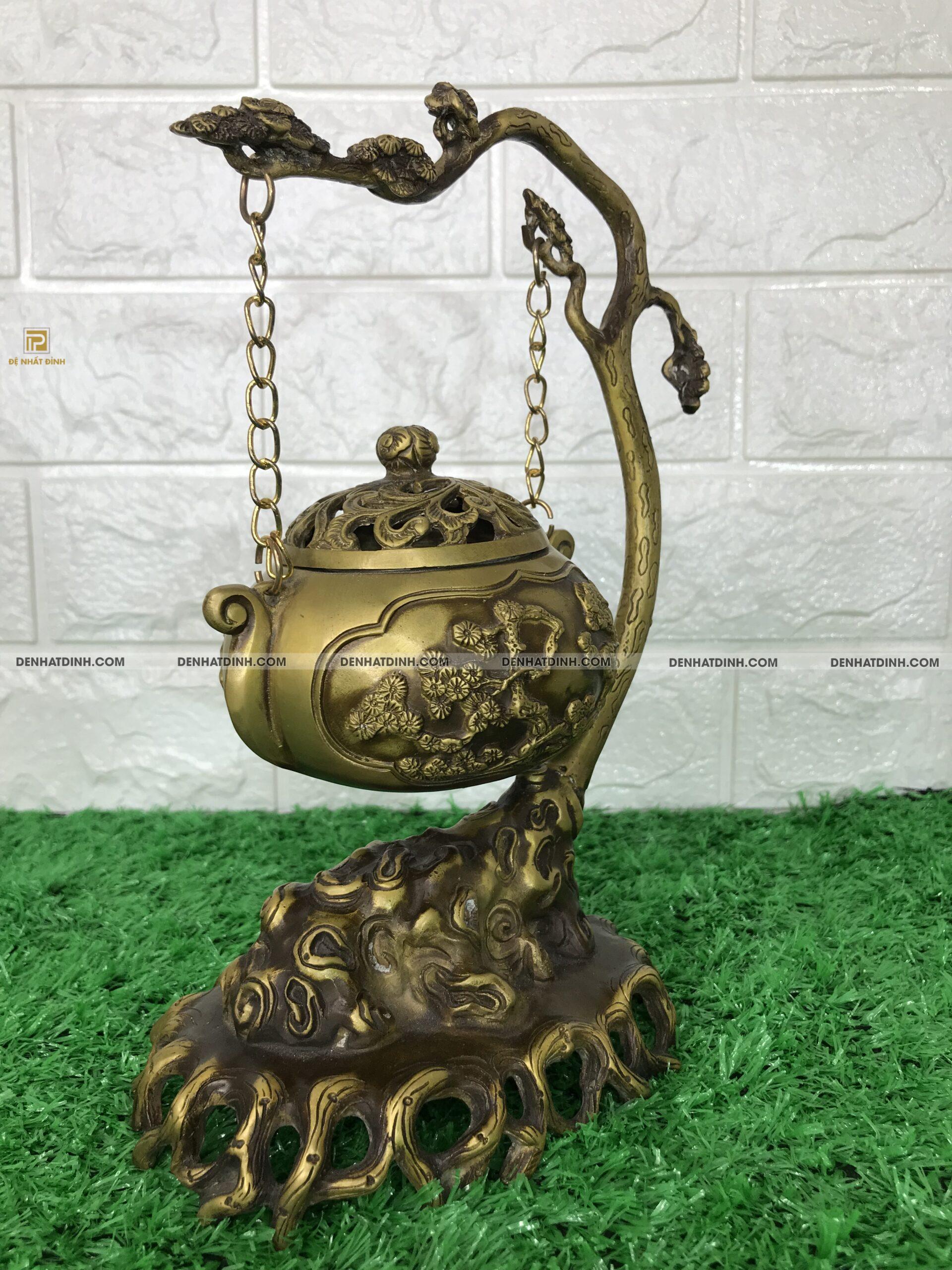 Lư đốt trầm bằng đồng treo cây tài lộc - Ảnh 5