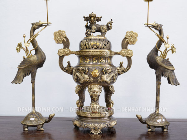 Bộ Tam Sự Hạc Cuốn Thư Phúc Lộc Thọ Khang Ninh