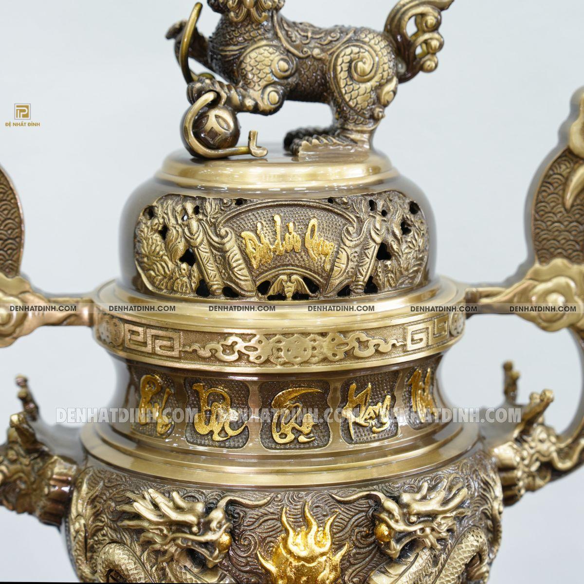Đỉnh Đồng Phúc Lộc Thọ Khang Ninh Màu Hun Cổ - Ảnh 3