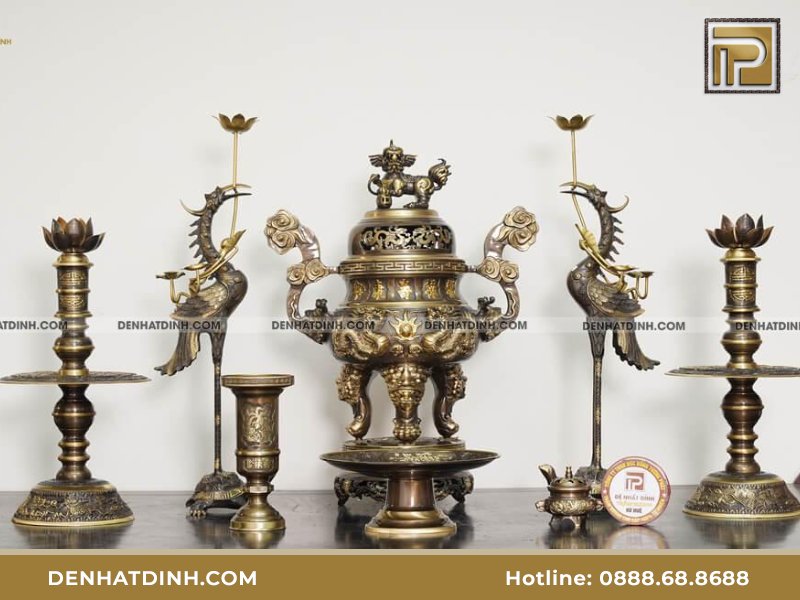 Bộ Ngũ sự Song Long 65 mẫu 3 hoa văn CN 36kg kèm 4 phụ kiện