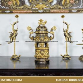 bộ ngũ sự khảm tam khí đúc thủ công tinh xảo bền đẹp