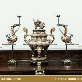 Giá bộ ngũ sự bằng đồng cao 60cm